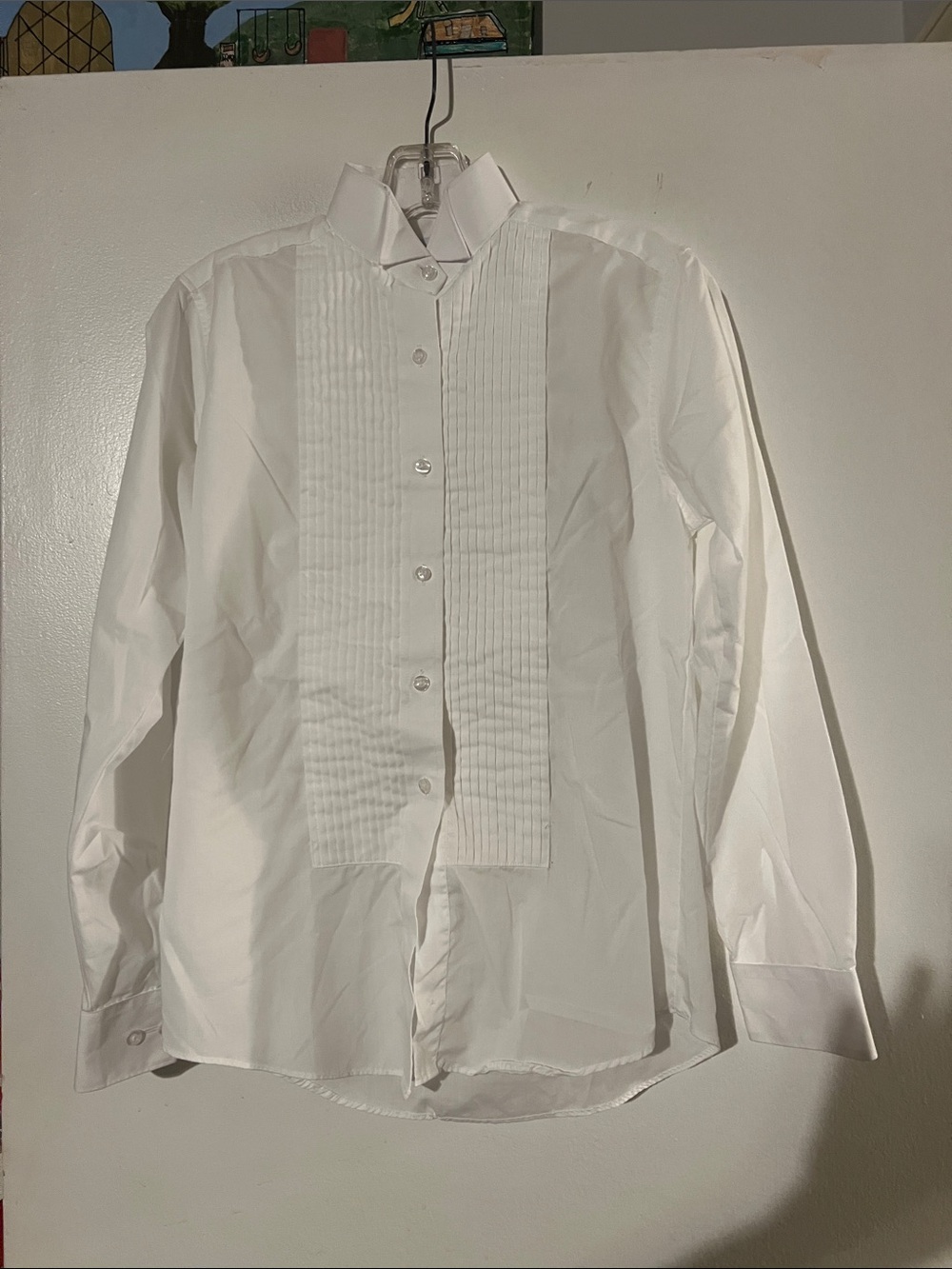Mina white tuxedo shirt.